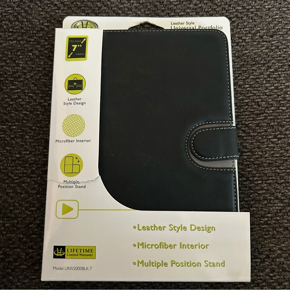 Gear Head Universal Black Leather Tablet Case-fits 7” tablet